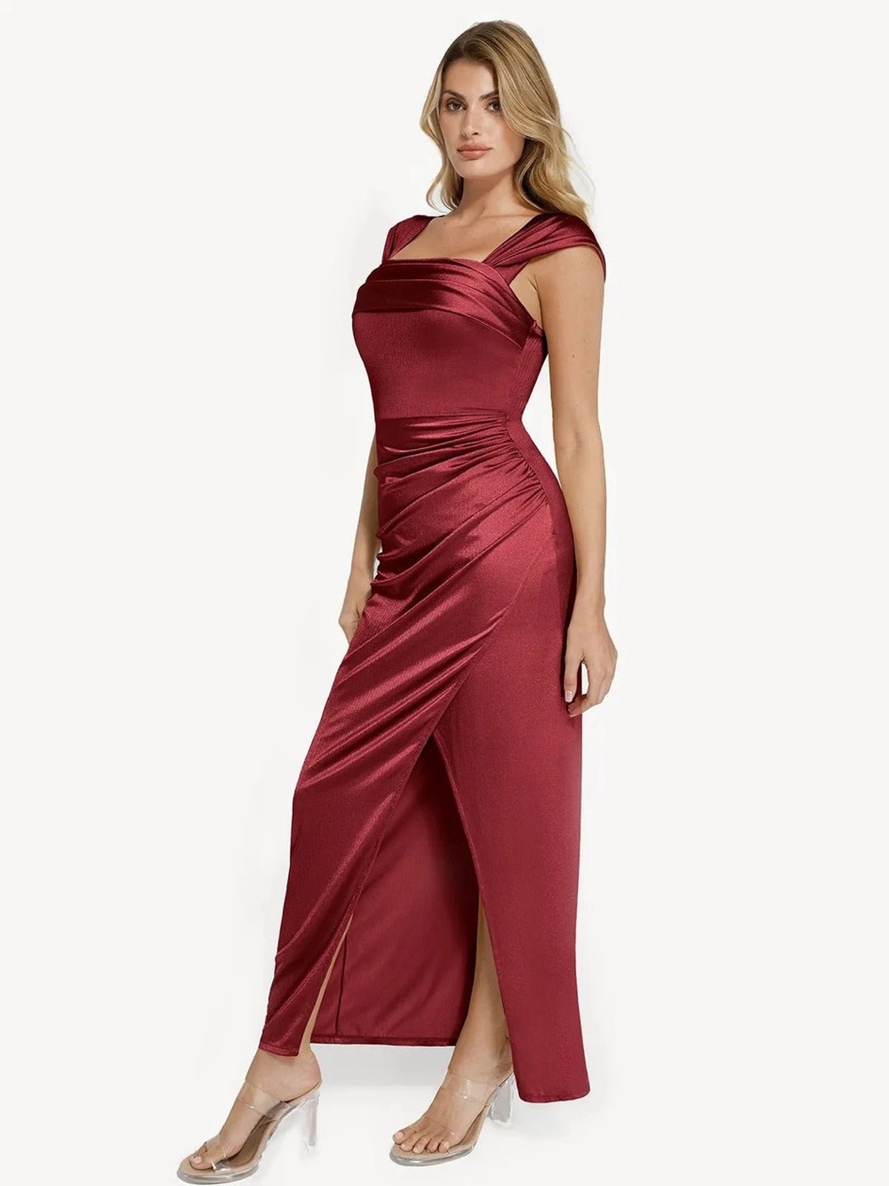 Popilush sculpting dress with off-the-shoulder detailing and ruching